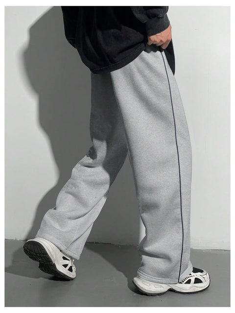 RoseSeek Boy's Letter Graphic Wide Leg Sweatpants Baggy Pants Athletic Track Sweat Pants Joggers Light Grey 13Y