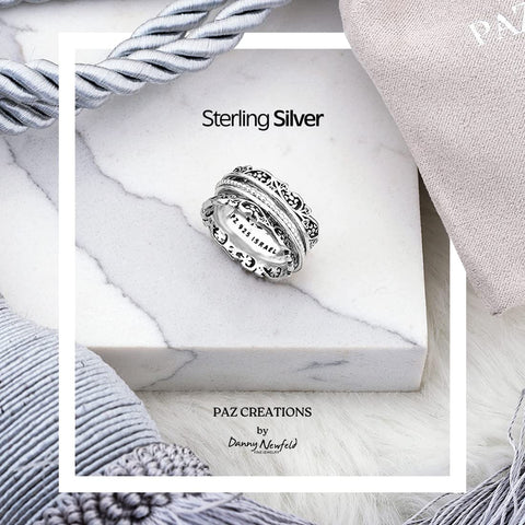 Paz Creations 925 Sterling Silver Spinner Ring/Fidget Ring/Anxiety Ring - 925 Sterling Silver Rings for Women, Stylish Boho Ring (Sterling Silver, Size 9) PZ