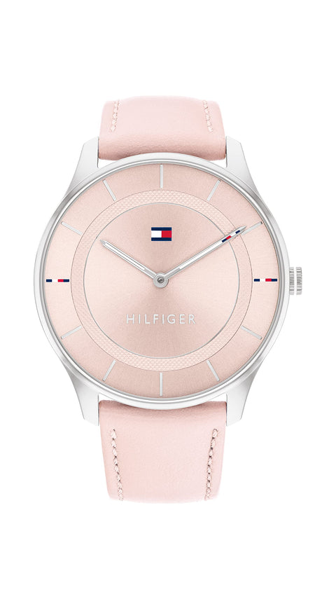 Tommy Hilfiger 1782527 Women's Stainless Steel Case and Calfskin Strap Watch Color: Pink Tommy Hilfiger