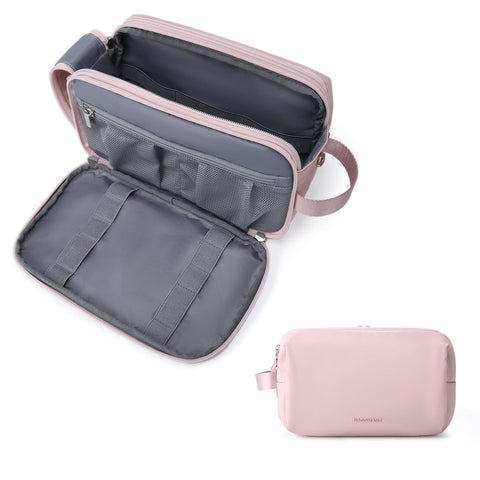 BAGSMART Large Toiletry Bag for Women, Cosmetic Makeup Bag Organizer, Travel Bag for Toiletries, Dopp Kit Water-resistant Shaving Bag for Accessories, Pink-Large BAGSMART