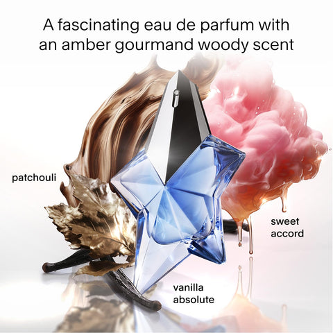 Mugler - Angel - Eau de Parfum - Womens Perfume Refill Bundle - Ambery & Woody - With Bergamot, Praline, and Patchouli - 1.6 Fl Oz Refillable Perfume & 3.3 Fl Oz Refill Mugler