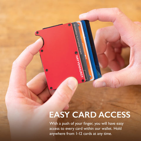 Hayvenhurst Wallet For Men - Reinvented Design Men's Wallet - Slim, Minimalistic & Seamless, Blocks RFID Scanners, Holds 12 Cards & Has a Money Clip (Crimson) Hayvenhurst
