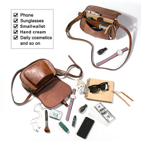 Crossbody Bags for Women,Small Saddle Purse and Boho Cross body Handbags,Vegan Leather,Brown AFKOMST