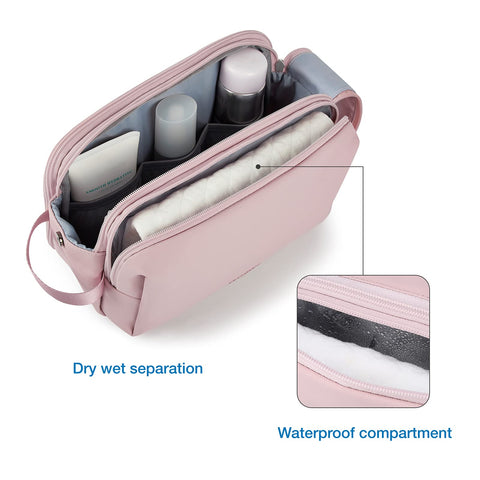 BAGSMART Large Toiletry Bag for Women, Cosmetic Makeup Bag Organizer, Travel Bag for Toiletries, Dopp Kit Water-resistant Shaving Bag for Accessories, Pink-Large BAGSMART