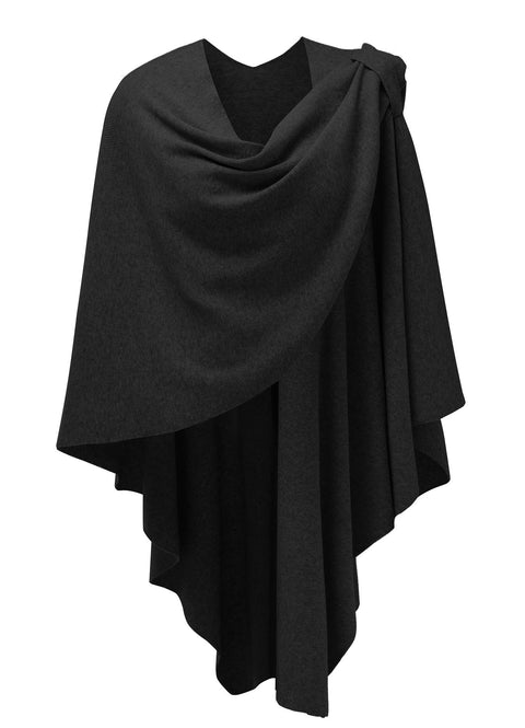 PULI Womens Large Cross Front Poncho Sweater Wrap Topper Knitted Elegant Shawls Cape for Fall Winter PULI