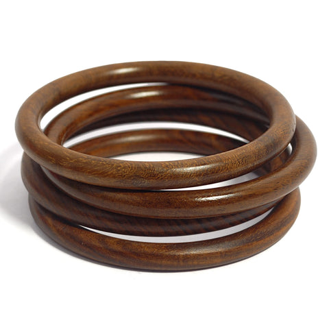 Pure Hands Chunky & Stylish Pack-of-4 Handmade Wood Bangle Bracelets for Women. Pure Hands