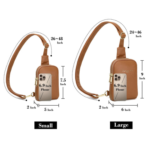 INICAT Travel Small Sling Bag Faux Leather Crossbody Bags Purses Women Fanny Packs Cross Body Bag for Woman Gifts(Brown)