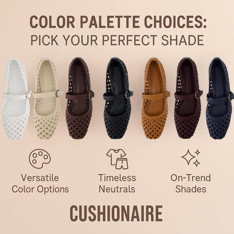 CUSHIONAIRE Weston Women’s Hand Woven Dressy Ballet Flats – Faux Leather Mary Jane with Adjustable Strap & Memory Foam, COGNAC 7