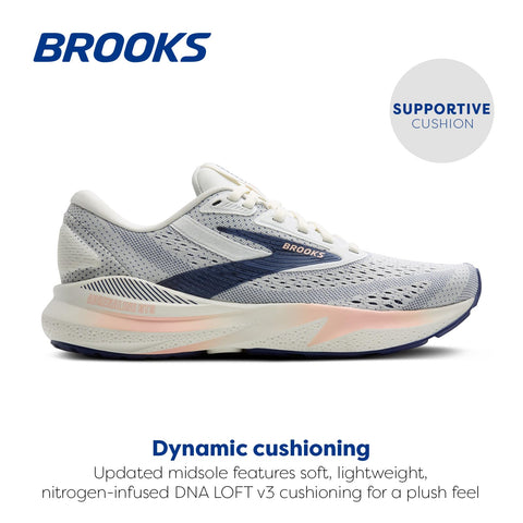 Brooks Women’s Adrenaline GTS 24 Supportive Running Shoe - Grey/Blue Ribbon/Peach - 9 Medium