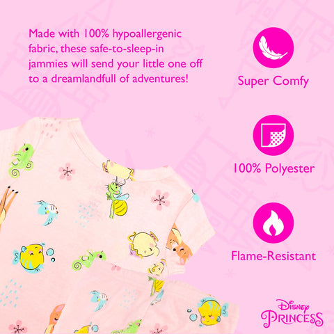 Disney girls 2-piece Snug-fit Cotton Holiday Pajama Set, Soft & Cute for Kids, FUN TOGETHER, 3T