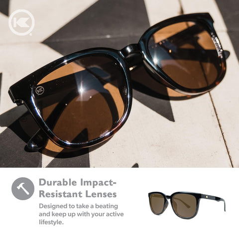 Knockaround Paso Robles Polarized Sunglasses for Women & Men - Impact Resistant Lenses & Full UV400 Protection, Black And Tortoise Shell Frames/Brown Lenses