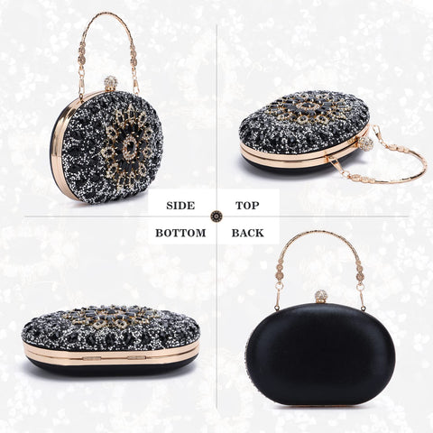 LUI SUI Women Rhinestone Evening Clutch Purse Bag Bling Glitter Sparkly Diamond Tote Bag Crystal Wedding Party Bag LUI SUI