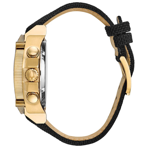 Bulova Precisionist Chronograph Mens Watch, Stainless Steel with Black Nylon Strap, Gold-Tone Model: 97B178 Bulova