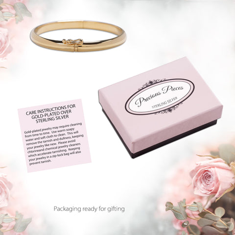 Precious Pieces 14K Gold-Plated Classic Adult Bangle Bracelet for Teens or Women(Adult-Large) Precious Pieces