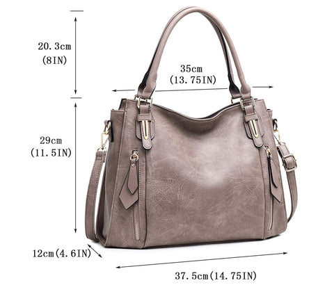 Women Tote Bag Handbags PU Leather Fashion Hobo Shoulder Bags with Adjustable Shoulder Strap, M, Khaki-C ITSCOSY