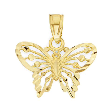 10k Solid Real Gold Butterfly Pendant Small Animal Charm Casual Everyday Wear Jewelry Charm