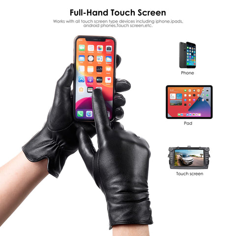 Womens Winter Leather Touchscreen Texting Warm Driving Lambskin Pure Genuine leather Gloves Dsane