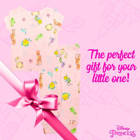 Disney girls 2-piece Snug-fit Cotton Holiday Pajama Set, Soft & Cute for Kids, FUN TOGETHER, 3T