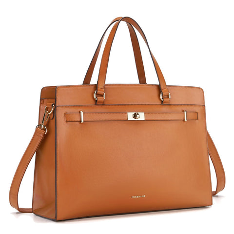Missnine Laptop Bag for Women 15.6 inch PU Leather Work Tote Bag Large Computer Briefcase Business Office Handbag Missnine