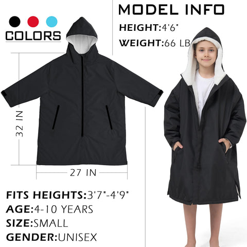Swim Parka Kids Windproof Sherpa-Lined Unisex Parka Quick-dry Robe Coat for Kids Youth,Oversize Swimming Warm Jacket