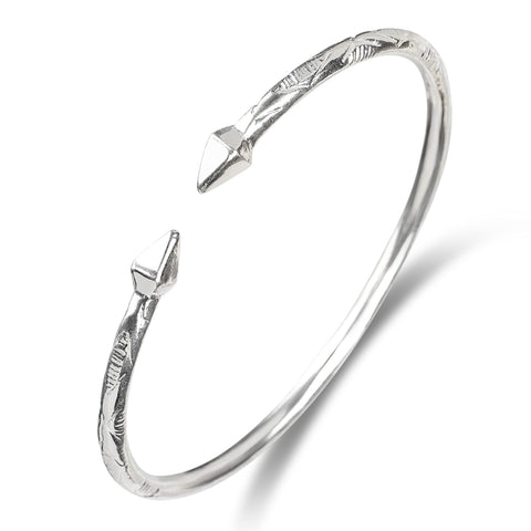 Better Jewelry Pyramid .925 Sterling Silver West Indian Bangles (Pair) (MADE IN USA) Better Jewelry
