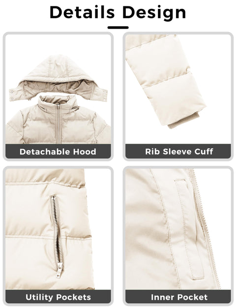 WenVen Women's Heavyweight Winter Puffer Jacket Winter Warm Fashion Parka Coats with Hood (Beige,XL) WenVen