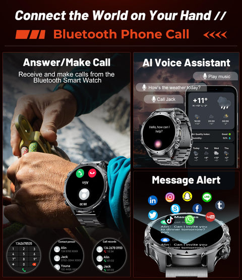 Militrary Smart Watch for Men,1.85" HD/800mAh Battery Smart Watches for Android/iOS (Bluetooth Call Answer/Calls)Fitness Tracker,Flashlight/IP68 Waterproof/100+ Sports/Sleep Tracker Smartwatch Large