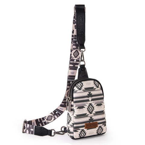 Wrangler Aztec Sling Bag Southwest Crossbody Bags Trendy Chest Bag for Women Shoulder Bag LG-WG2205-210BK Wrangler
