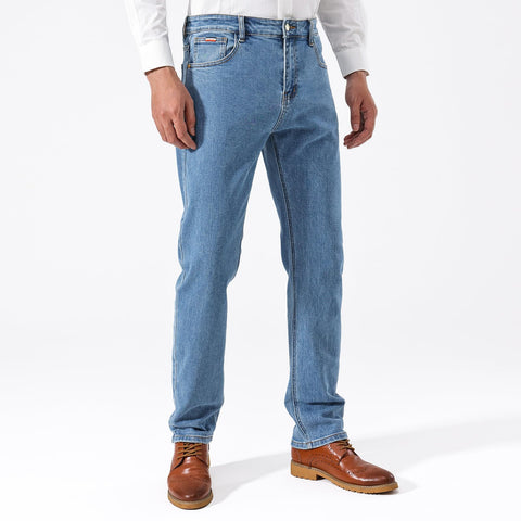 GAIAKOU baggy jeans for men slim fit plus size stretch light wash blue designer work man denim pants loose straight leg mens stretchy regular relaxed fit male carpenter elastic fashion new men's jeans