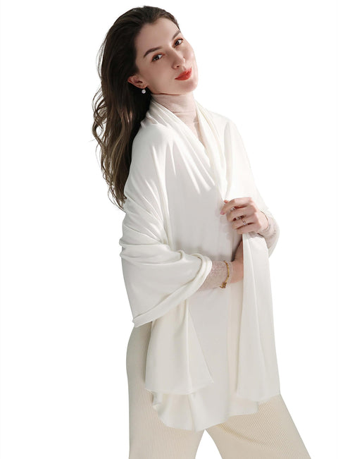 VENVSBEE Shawl Wraps for Women, Travel Scarf Soft Blanket Wrap Pashmina Travel Accessory for Airplane-02 Classic Jersey Cream