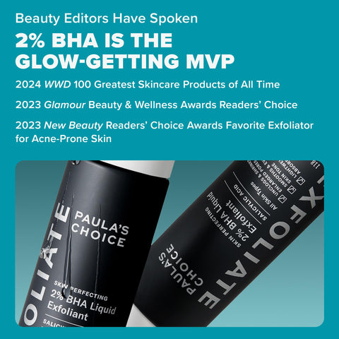 Paulas Choice--SKIN PERFECTING 2% BHA Liquid Salicylic Acid Exfoliant--Facial Exfoliant for Blackheads, Enlarged Pores, Wrinkles & Fine Lines, 4 oz Bottle Paula's Choice