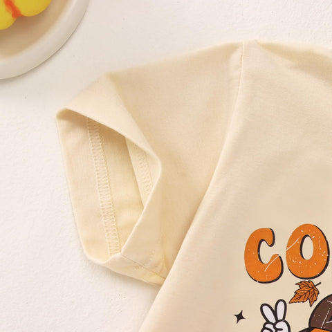 GLIGLITTR Toddler Boy Halloween Shirt Coolest Pumpkin in The Patch Tshirt Kids Spooky Season Short Sleeve Tee Top Fall Outfit(Apricot,4-5T)