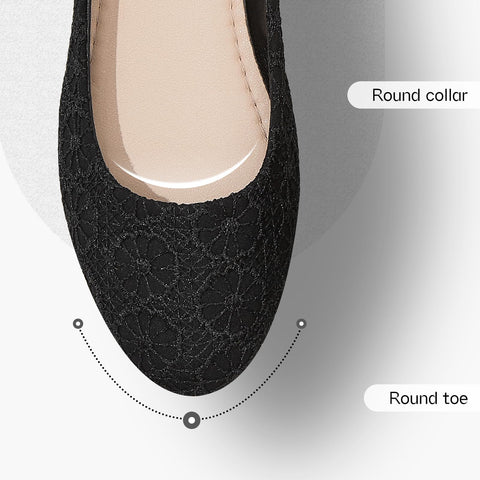 Dress Shoes for Women Round Toe Flats Shoes Lace Ballet Flats Dressy Comfortable Foldable Flats Low Heel(Black.us9)