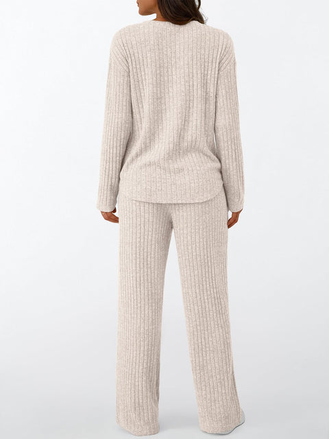 LILLUSORY Womens 2 Piece Lounge Sets Matching Airport Travel Outfits 2025 Winter Clothing Fall Pajamas Sweat Suits Pockets Apricot M