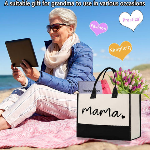 CXCC Mom Mama Bag Mother Personalized Gifts for Mother's Day, Mama Tote Bag for Shopping, Beach, Travel CXCC