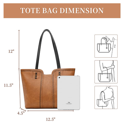 Montana West Tote Bag for Women Top Handle Satchel Purse Oversized Shoulder Handbag Hobo Bags Brown Christmas Gift MWC-118BR Montana West
