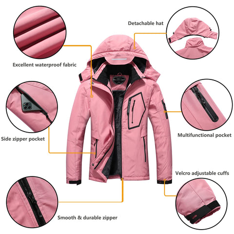 SUOKENI Women's Waterproof Warm Winter Snow Coat Hooded Raincoat Ski Snowboarding Jacket SUOKENI