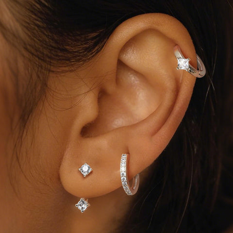 MILACOLATO 925 Sterling Silver Earrings for Women, Sterling Silver Filled Small Huggie Hoop Earrings Sets for Multiple Piercing Hypoallergenic Jewelry, CZ Cartilage Earrings Stacks Trendy Jewelry Gifts, 3 Pairs