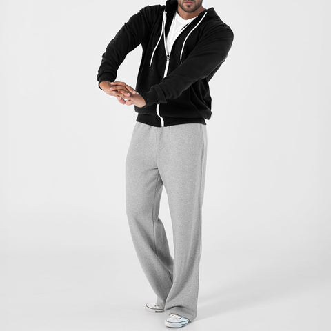 Ohoo Men's Zip Up Hoodie Lightweight Slim Fit Sweatshirt Full Zip Hooded Jacket / DCF002-BLACK-L