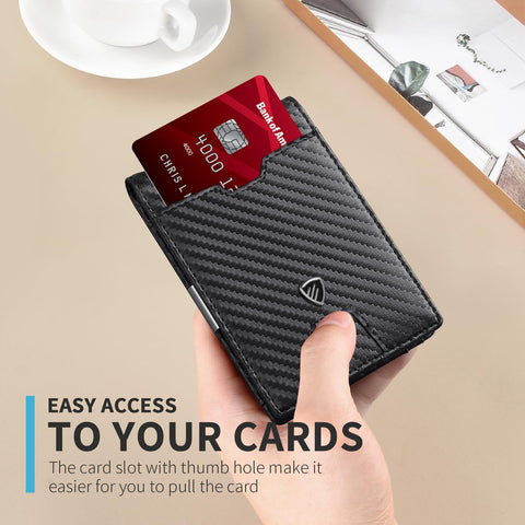 RUNBOX Mens Slim Wallet with Money Clip RFID Blocking Bifold Credit Card Holder for Men with Gift Box