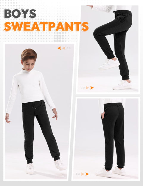 Guicizi Boys Joggers Sweatpants Black Grey Athletic Track Running Sports Pants with Pockets Drawstring 4T 5T Boys Clothes Kids Activewear