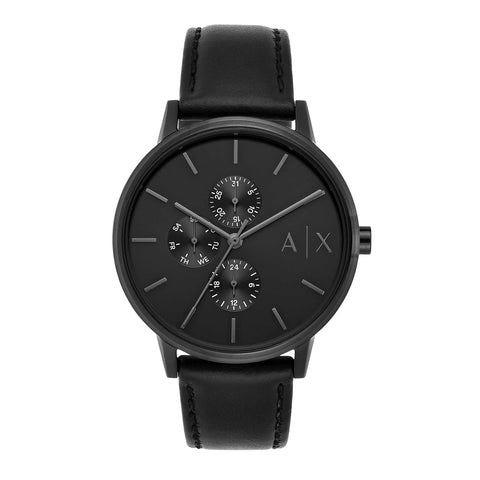 A｜X ARMANI EXCHANGE Men's Leather Watch, Color: Black/Black (Model: AX2719) A｜X ARMANI EXCHANGE