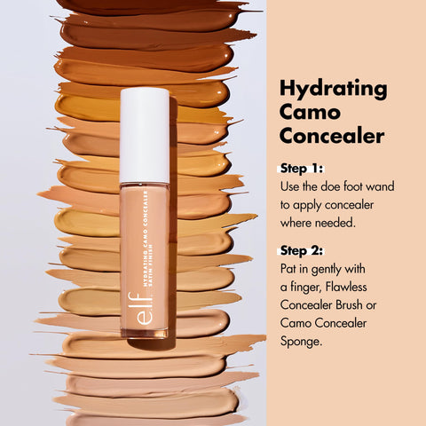 e.l.f. Hydrating Camo Concealer, Covers Blemishes & Under-Eye Circles, Full-Coverage & Delivers A Satin Finish, Vegan & Cruelty-Free, Light Sand e.l.f.