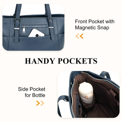 Over Earth Women Leather Handbags Genuine Leather Tote Shoulder Bag with Multi Pockets(O105E UG Indigo Blue) Over Earth