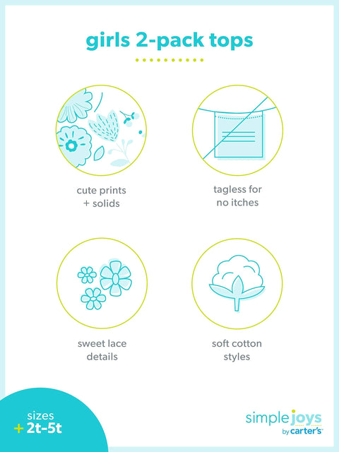 Simple Joys by Carter's Girls' Long-sleeve Thermal Shirts, Pack of 3, Grey Dots/Pink/White Floral, 4