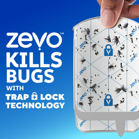 Zevo 2 Flying Insect Traps & 2 Cartridges - Plug In Fly Trap & Indoor Bug Catcher for Gnats, House & Fruit Flies - Mess-Free - Use in Any Room - Uses Blue & UV Light (2 Plug In Devices & 2 Cartridges) ZEVO