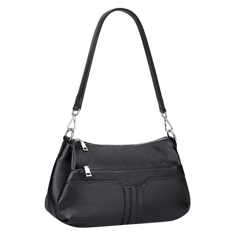 Over Earth Genuine Leather Hobo Bags for Women Small Soft Ladies Shoulder Purses and Handbags Casual Practical Chic Shoulder Bags(O210E Black) Over Earth
