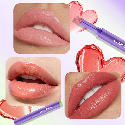 Glam Code Tinted Lip Balm Trio, Moisturizing Lipstick with Shea Butter, Hydrating Lip Makeup Set for Women & Girls, Vegan Formula, Cream Finish, Cruelty-free (3-Count, 01)