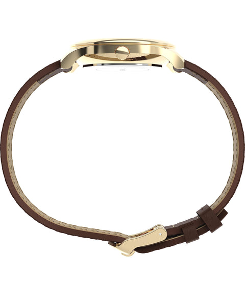 Timex Women's Modern Easy Reader 32mm Watch - Brown Strap Mother of Pearl Dial Gold-Tone Case Timex