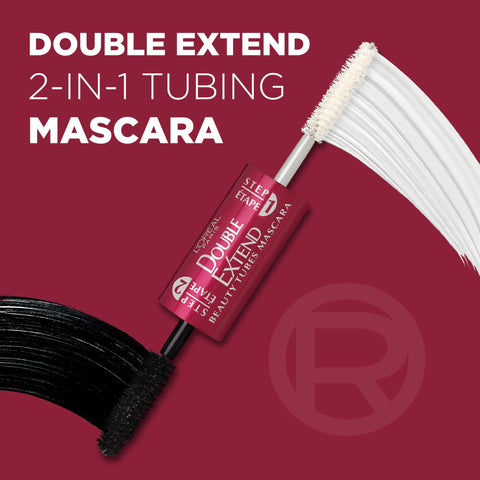 L'Oréal Paris Double Extend Beauty Tubes Lengthening Mascara, Blackest Black, 0.33 fl. oz.